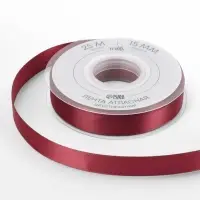 Лента атласная TEIRA, двухсторонняя, 15 мм, 25&plusmn;1 м, бордовая №0789