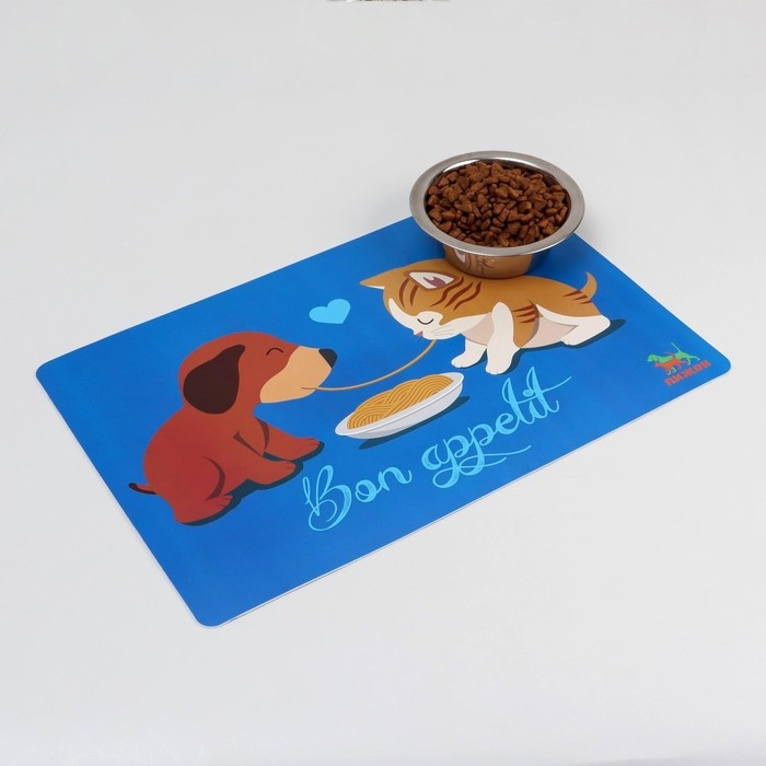 Коврик под миску  Коврик под миску "Пижон" с нескользящим основанием 43 х 28 см "Вместе вкуснее"