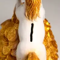 Копилка "Конь на деньгах" 20х20х13 см, белый с золотом Копилка "Конь на деньгах" 20х20х13 см, белый с золотом