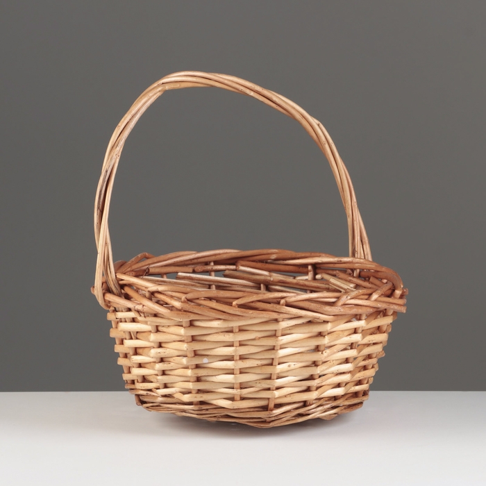 Корзина плетеная, D22xH10xHH25, медовый, ива Корзина плетеная, D22xH10xHH25, медовый, ива