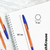 Ручка шариковая ErichKrause R=301 Orange Stick, узел 0.7 мм, синяя