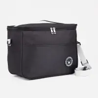 Термосумка на молнии, объём 12.5 л, наружный карман, регулируемый ремень, чёрная