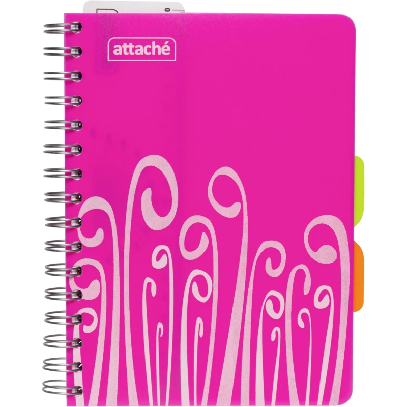 Бизнес-тетрадь А5,140 л,пласт обл, с разд,спир,ATTACHE FANTASY,розов