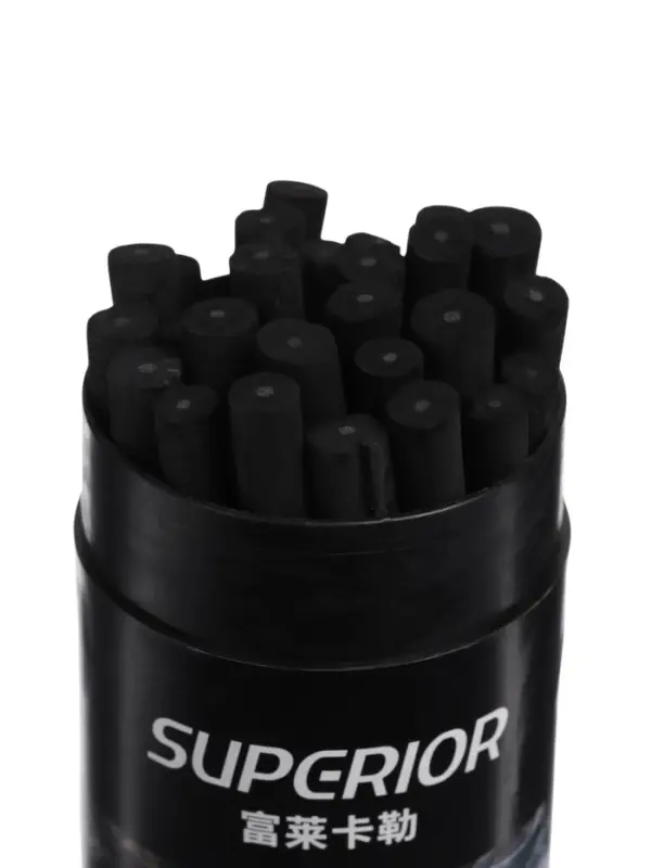 Уголь натуральный 20 штук, d=5-7 мм, в картонном тубусе, черный Уголь натуральный 20 штук, d=5-7 мм, в картонном тубусе, черный