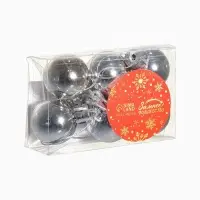 Ёлочные игрушки &laquo;Глянец&raquo;, шары новогодние, d=3 см, набор 6 шт., серебро