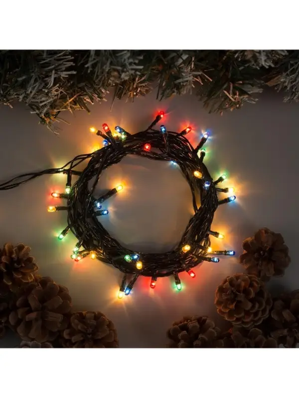 Гирлянда &laquo;Нить&raquo; 3.5 м, IP20, тёмная нить, 50 ламп, свечение мульти, 8 режимов, 220 В