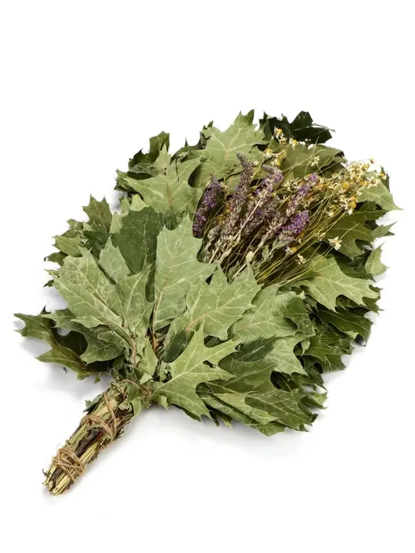 Веник для бани, дубовый, 55 см, с букетом из трав, &laquo;Добропаровъ&raquo;