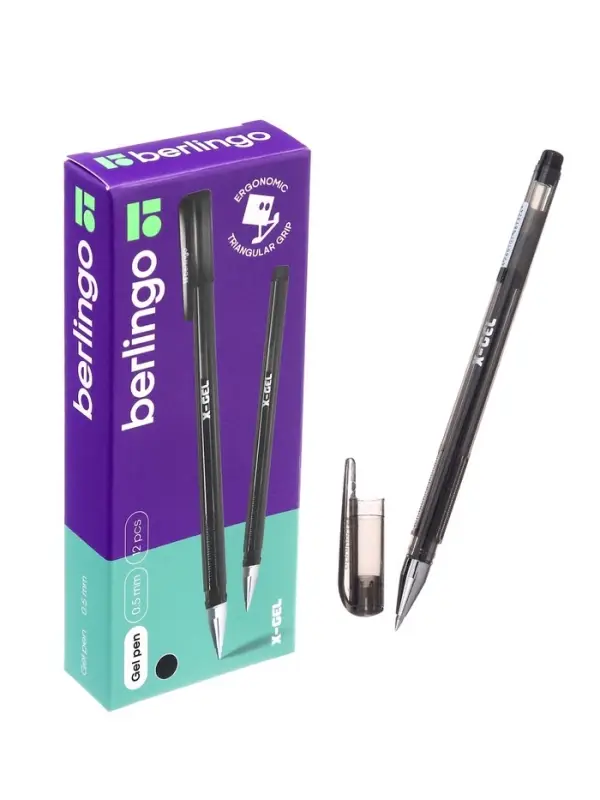 Ручка гелевая Berlingo. X-Gel, чёрный стержень, узел 0.5 мм