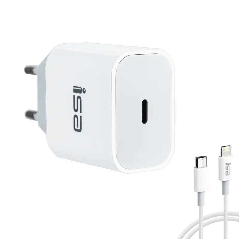 Сетевое зарядное устройство с кабелемType-C на Lightning PD20W HS22  ISA белое