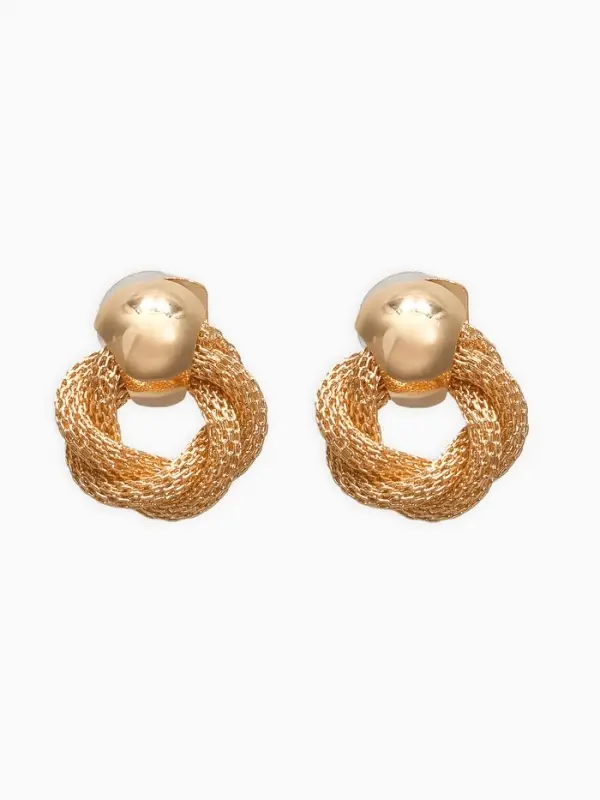 Серьги металл &laquo;Круги переплетение&raquo;, цвет золото