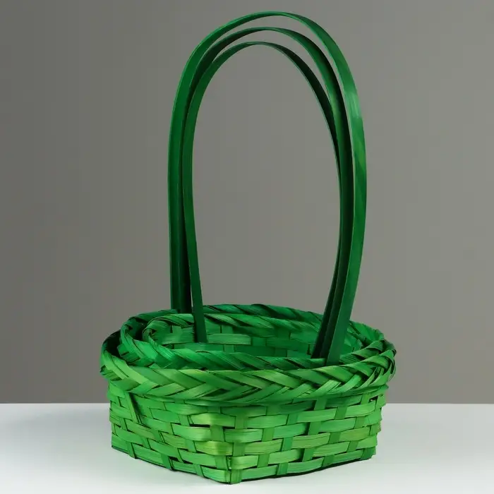 Набор корзин плетеных, D19x9/32 см, D22x9,5/34 см, D25x10/36 см, 3шт, зелёные, бамбук