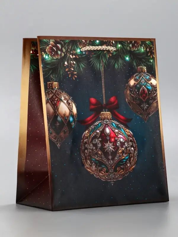 Пакет подарочный новогодний ламинированный, «Подарки» , 18×10×22.3 см Пакет подарочный новогодний ламинированный, «Подарки» , 18×10×22.3 см