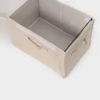 Короб стеллажный с крышкой LaDо́m, 38&times;26&times;24 см, бежевый, материал батист
