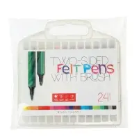 Фломастеры-кисточки 24 BRIGHT, COLORS, двусторонние, в пластиковом пенале