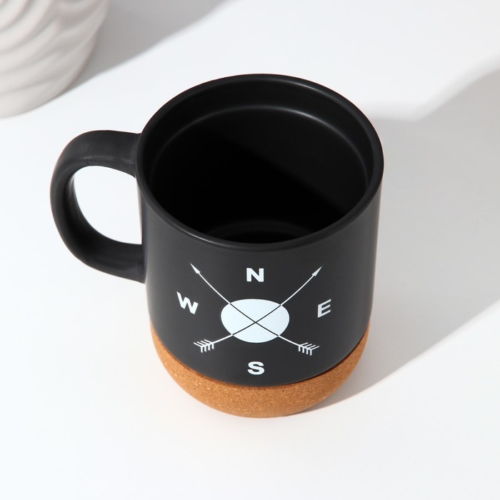 Кружка керамическая с пробковым дном Дорого внимание «Стороны света», 400 мл