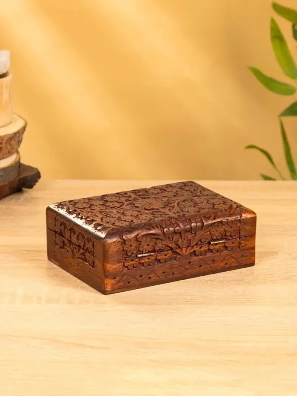 Шкатулка резная "Текстура" 18х13х6 см, дерево шишам