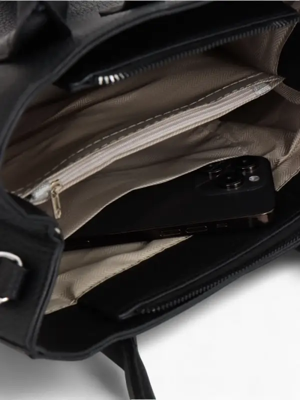 Сумка женская тоут TEXTURA на молнии, 31&times;11&times;21 см, чёрная