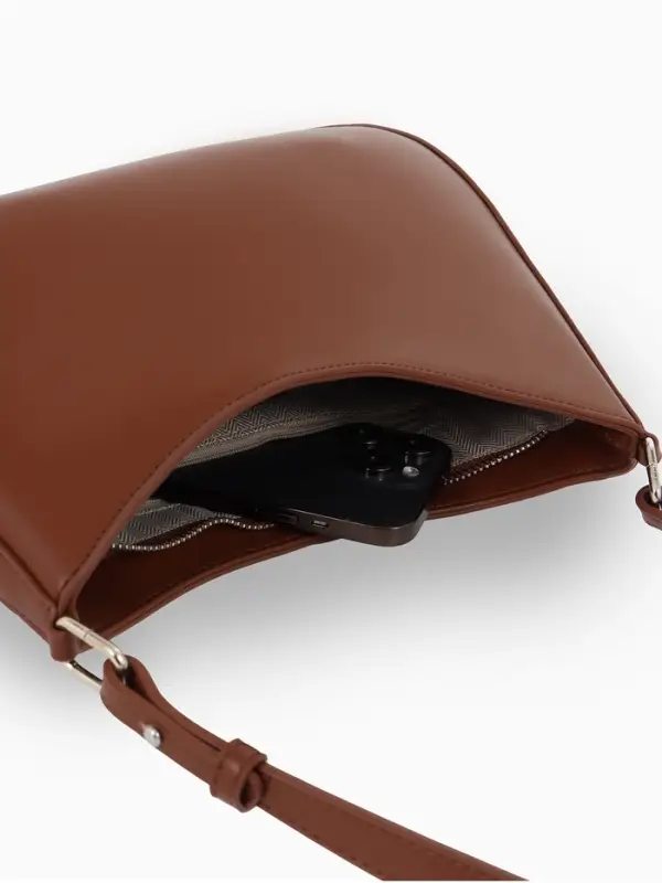 Сумка женская багет TEXTURA на молнии, 28&times;6&times;17 см, коричневая