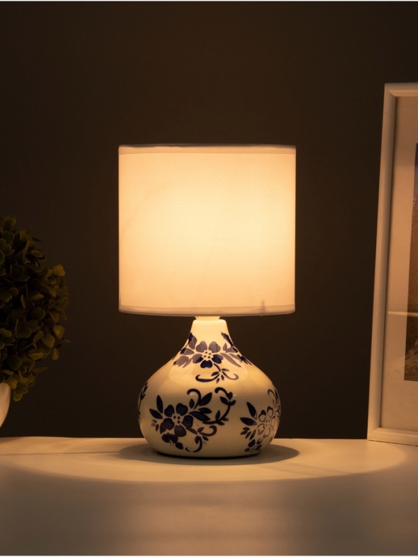 Настольная лампа Настольная лампа "Гжель" 1х40Вт Е14 белый/синий 15х15х25,5см