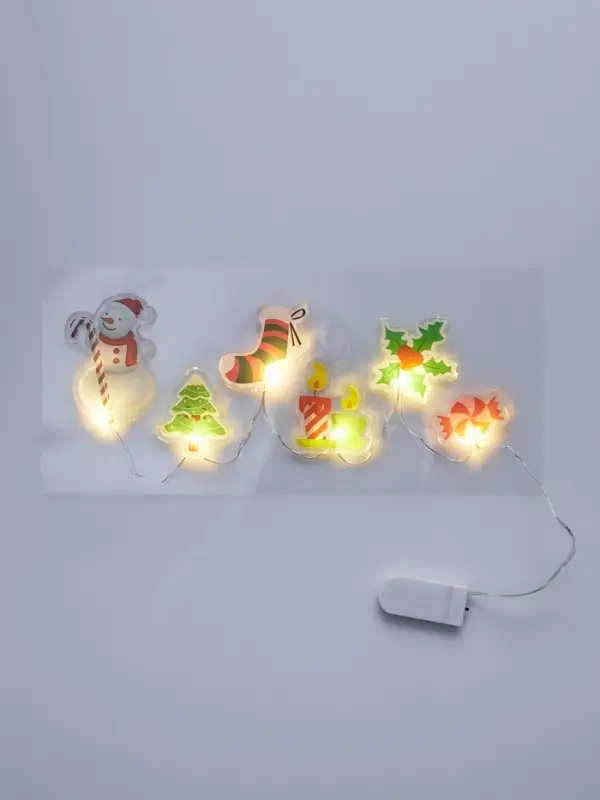 Светодиодная наклейка на окна &laquo;Снеговичок&raquo;, 0.5 м, 6 LED, от батареек CR2032&times;2, свечение тёплое белое