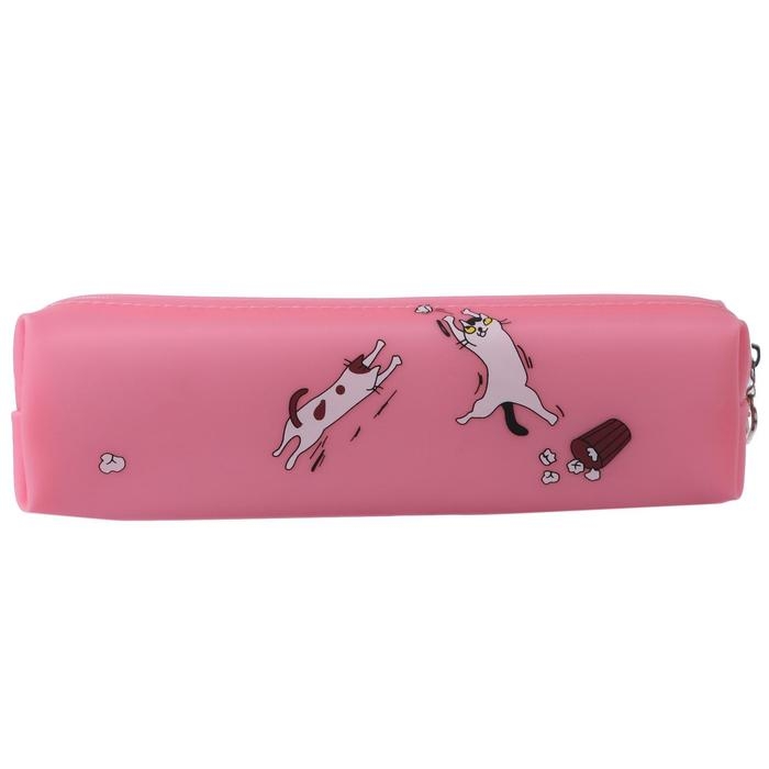 Пенал школьный на молнии силиконовый Пенал школьный на молнии силиконовый "Кот", МИКС