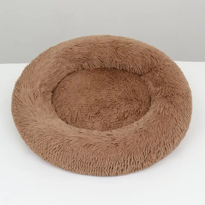 Лежанка для собак и кошек, длинный мех, 45×35×11 см, коричневая Лежанка для собак и кошек, длинный мех, 45×35×11 см, коричневая