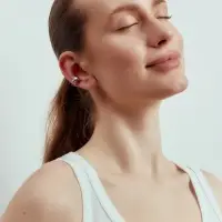 Серьга кафф &laquo;Сердце. Сияние&raquo;, белая в серебре
