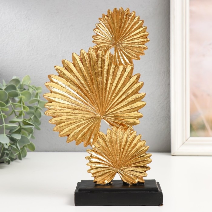 Сувенир полистоун  Сувенир полистоун "Листья веерной пальмы" золото 5,5х13х24,5 см