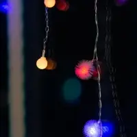 Гирлянда &laquo;Бахрома&raquo; 1.8&times;0.5 м с насадками &laquo;Шарики и ёжики&raquo;, IP20, прозрачная нить, 48 LED, свечение мульти (RG/RB), мигание, 220 В