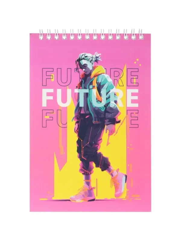 Блокнот А5, 60 листов, на гребне, обложка из мелованного картона, плотность 60 г/м&sup2;, МИКС