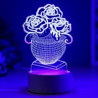 3D-светильник настольный светодиодный RISALUX &laquo;Ваза с цветами&raquo;, LED, RGB, от сети