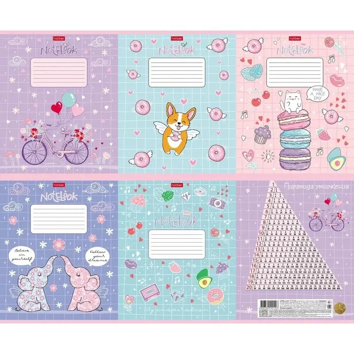 Тетрадь 24л кл Замечтательно!, обл мел карт, скругл углы, бл 65 г/м2, МИКС