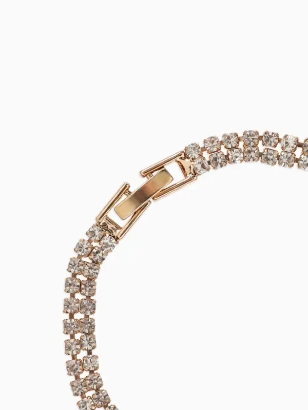 Браслет со стразами &laquo;Сияй&raquo;, L=18 см, 2 ряда, белый в золоте