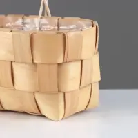 Корзина плетёная для хранения, 17&times;10&times;9 см, ручка h=9.5 см, секвойя