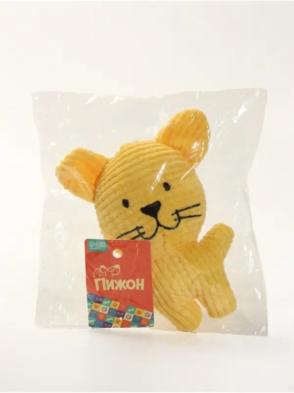 Игрушка мягкая для собак &laquo;Кот&raquo;, с пищалкой, 17 см, желтая