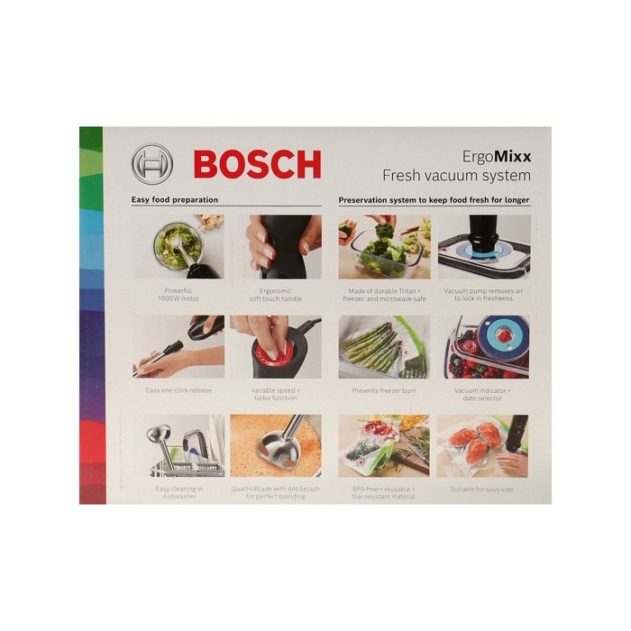 Блендер Bosch MS6CB61V1, погружной, 1000 Вт, 0.6 л, 12 скоростей, чёрный Блендер Bosch MS6CB61V1, погружной, 1000 Вт, 0.6 л, 12 скоростей, чёрный