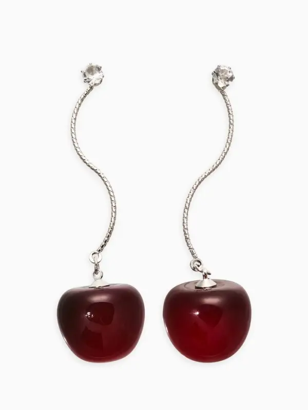 Серьги Серьги "Черешня", цвет бордовый в серебре