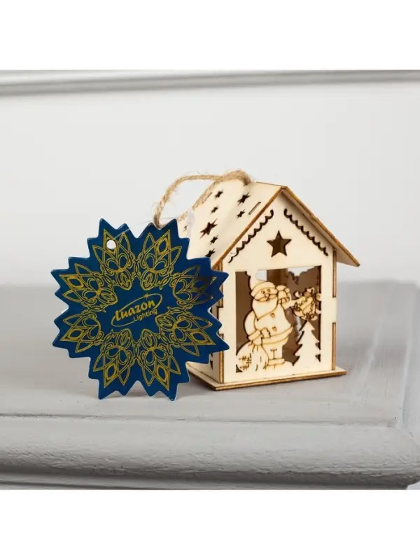 Ёлочная игрушка &laquo;Домик с Дедом Морозом и ёлкой&raquo;, 7.5&times;6.5&times;6 см, от батареек, свечение тёплое белое