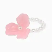 Кольцо "Цветок" трёхлистник жемчужный, цвет розовый безразмерное на резинке