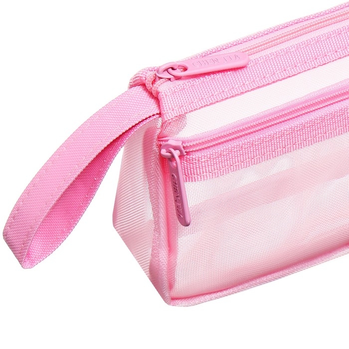Пенал школьный на молнии Calligrata Пенал школьный на молнии Calligrata "Сетка", 2 отделения, розовый