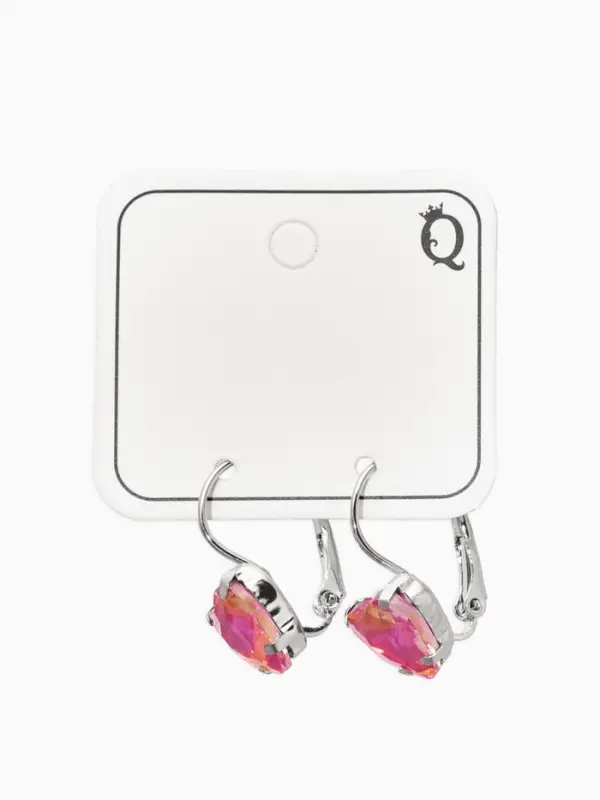 Серьги "Сердечки" лунные, цвет малиновый в серебре