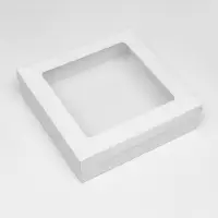 Коробка подарочная складная, упаковка, крышка-дно, с окном, белая, 30&times;30&times;8 см