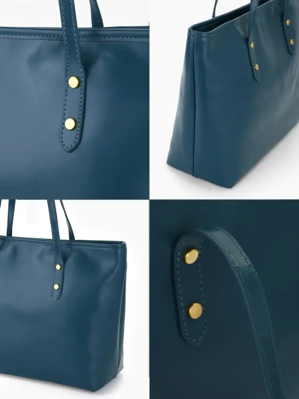 Сумка-шопер женская на молнии, размер 30.5&times;12&times;27 см, однотонная, синяя