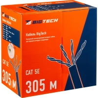 Кабель BigTech BT-CECR-001 медь UTP 4 пары, кат.5e AWG25 PVC 305м сер