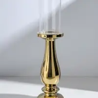 Подсвечник на 1 свечу &laquo;Аванти&raquo;, керамика, стекло, d=8 см, золото, 10&times;10&times;40.5 см