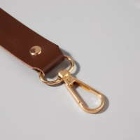 Ручка для сумки из натуральной кожи, с карабинами, 30 ± 2 см × 2,5 см, цвет коричневый/золотой