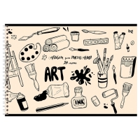 Альбом для рисования А4, 24 листа на гребне, Mono-art, блок офсет 100 г/м², МИКС