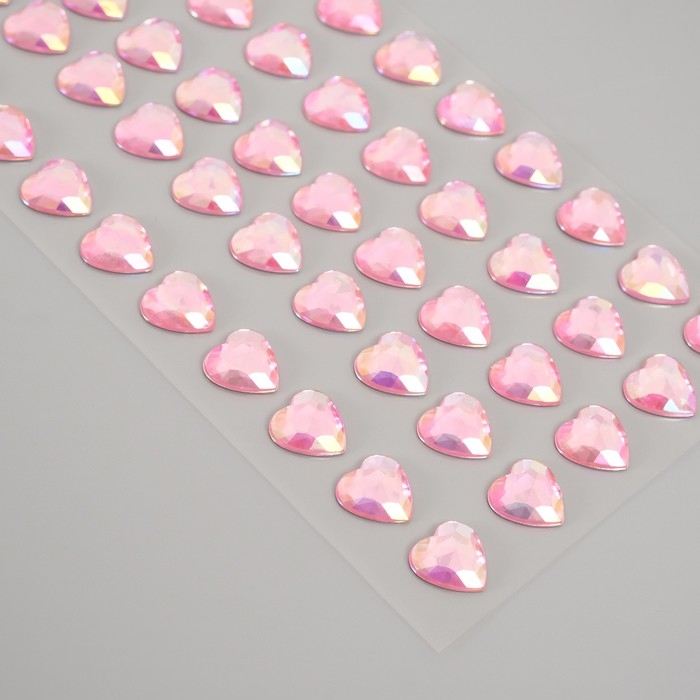 Наклейка пластик стразы Наклейка пластик стразы "Сердце" розовый перламутр 18х8 см