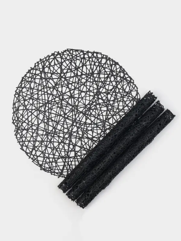 Салфетки сервировочные на стол Доляна &laquo;Паутинка&raquo;, d=38 см, 4 шт., чёрные