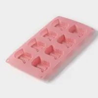 Форма для выпечки Доляна &laquo;Пирожное&raquo;, силикон, 28&times;16&times;2 см, 8 ячеек (5&times;6.6 см), глубина 1.7 см, розовая